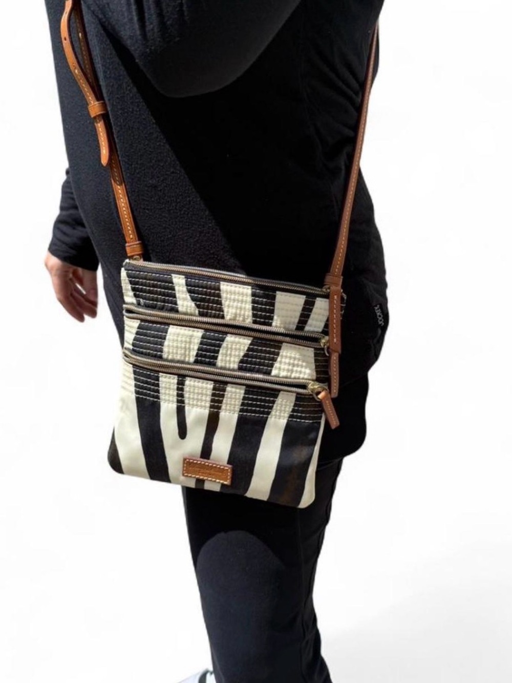 Dooney & Bourke Black and Cream Zebra Crossbody Bag